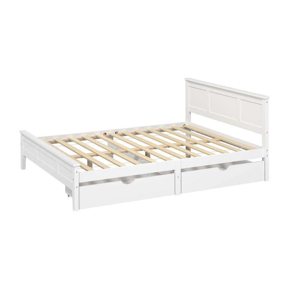 White Wooden Queen Bed Frame 213x163x94cm