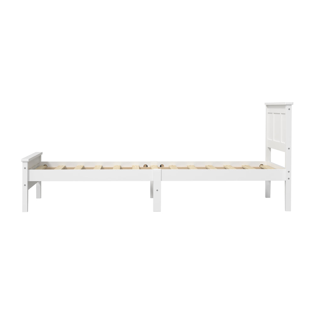 White Wood Bed Frame Classic 199x101x94cm