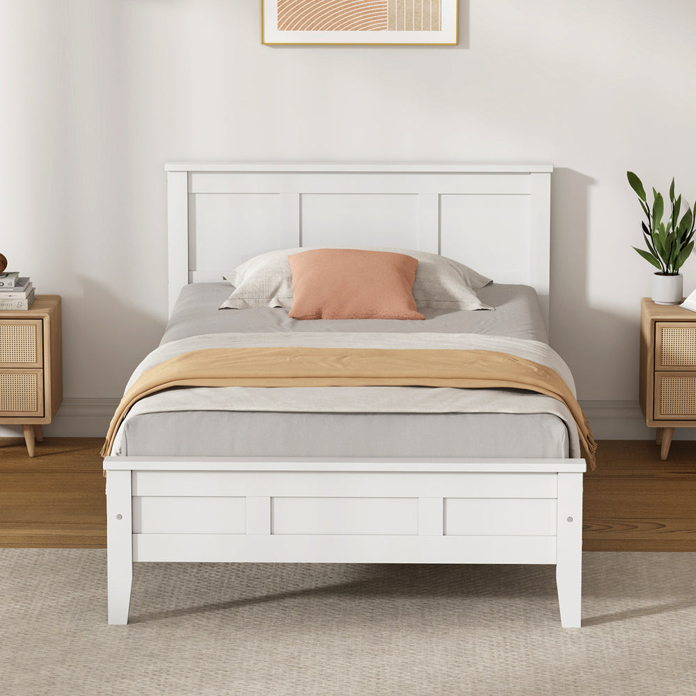 White Wood Bed Frame Classic 199x101x94cm