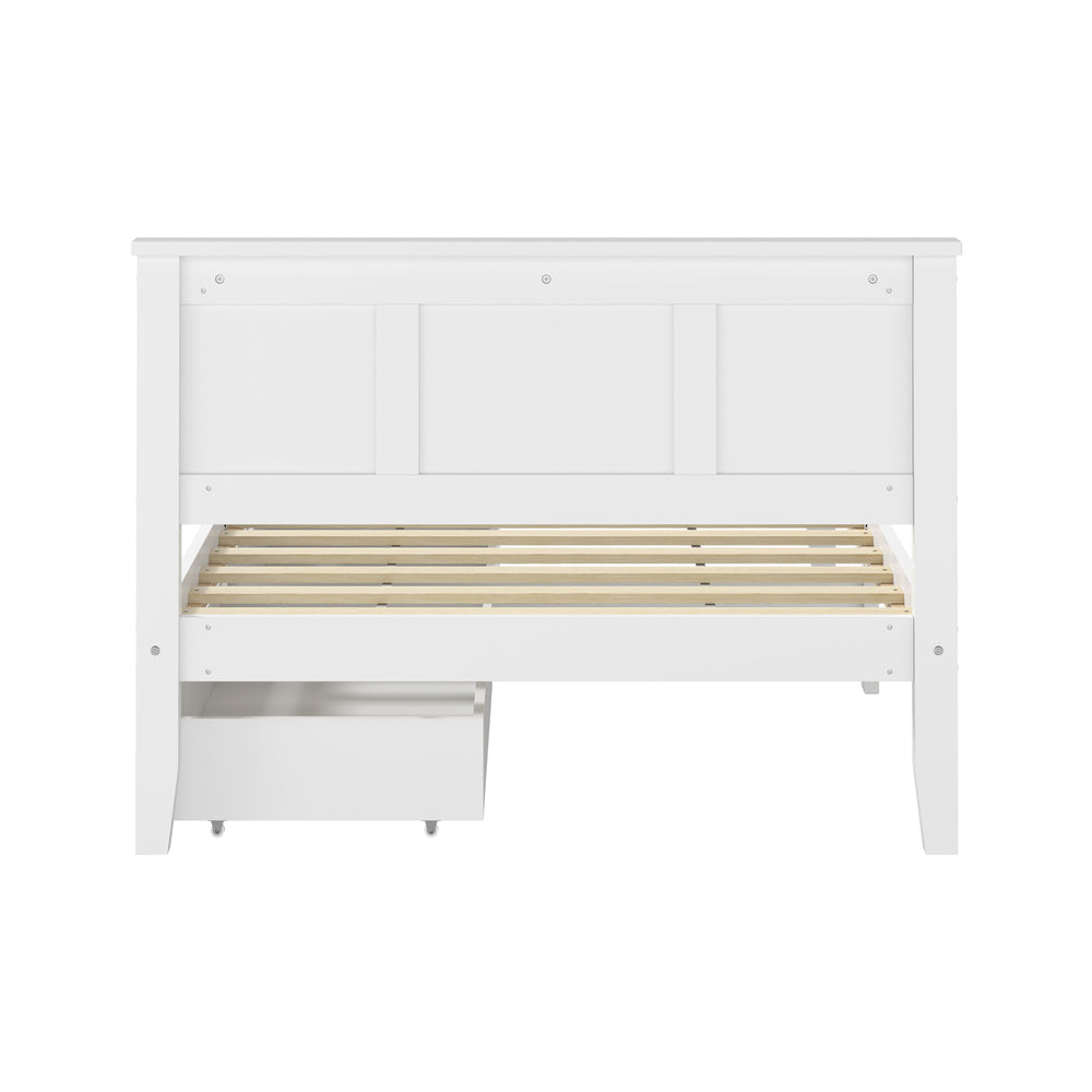 White Wooden Bed Frame With Storage 199x101x94cm