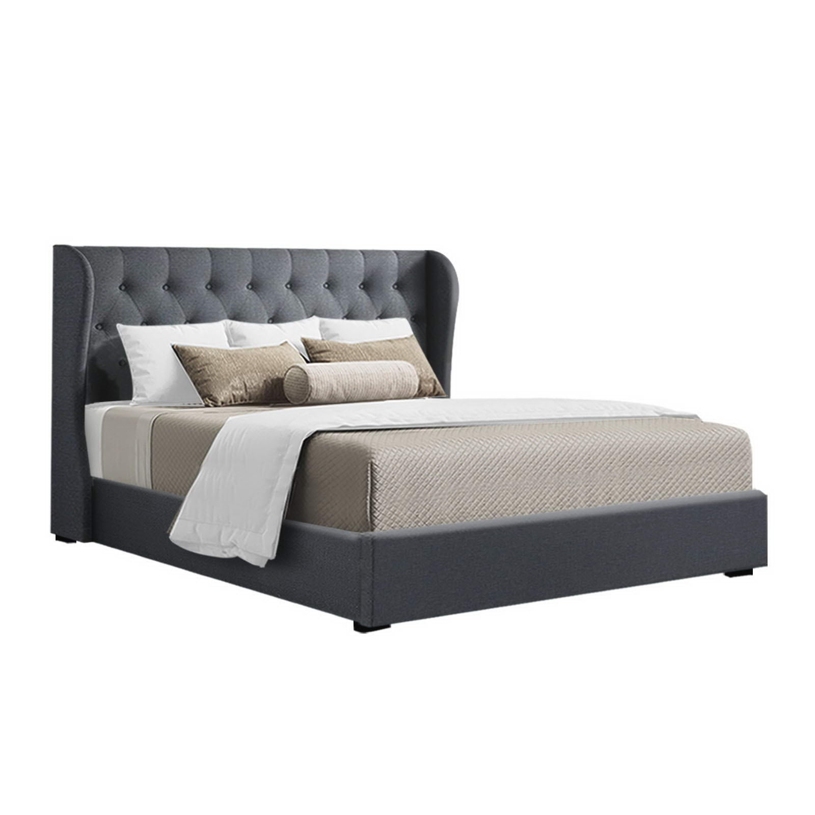 Bed Frame Queen Size Gas Lift Storage Charcoal