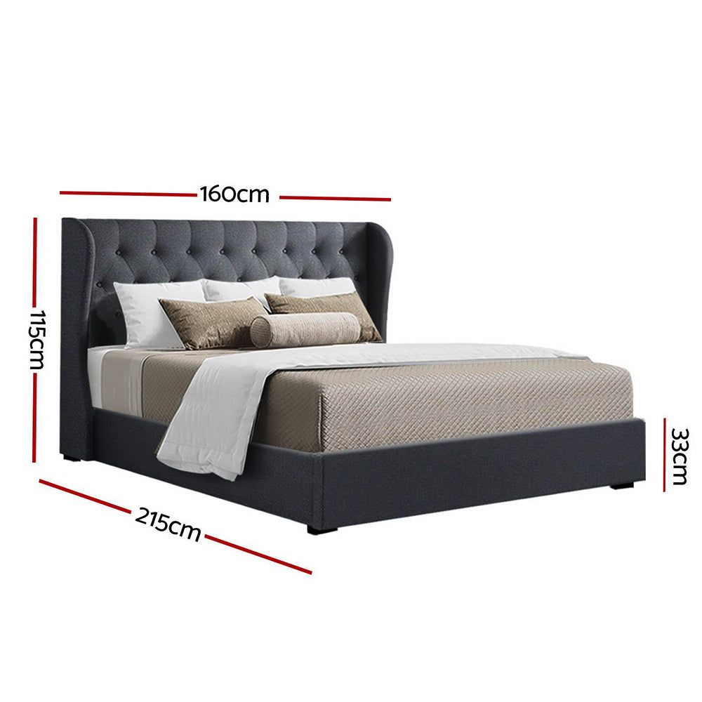 Bed Frame Queen Size Gas Lift Charcoal Issa