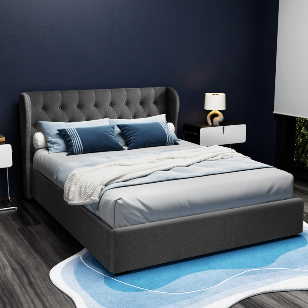 Bed Frame Queen Size Gas Lift Storage Charcoal