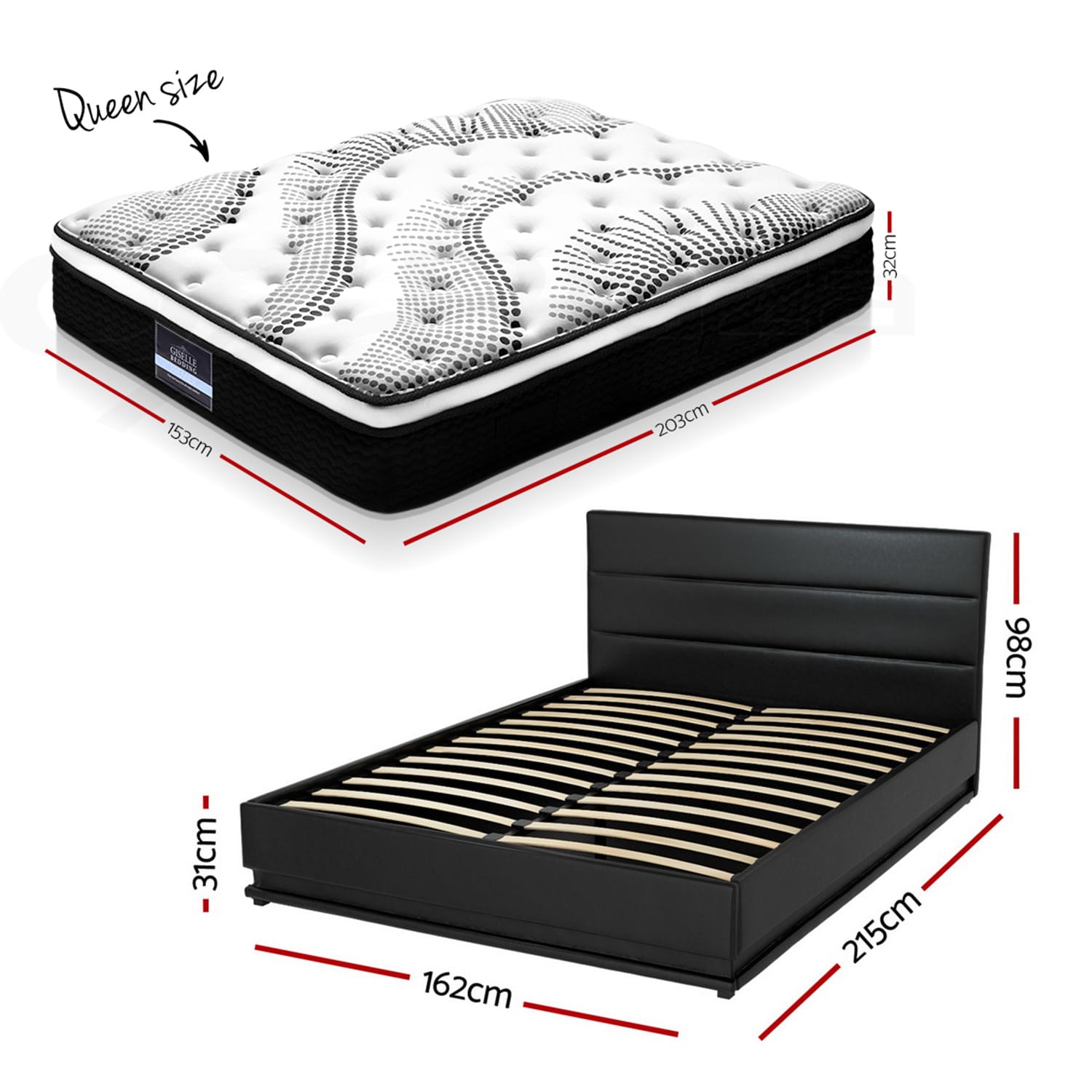 Queen Bed Frame With Led Lights 190x137cm