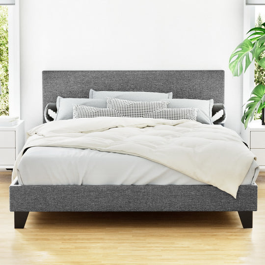 Grey colour - Double Bed Frame Grey Timber Mattress Base