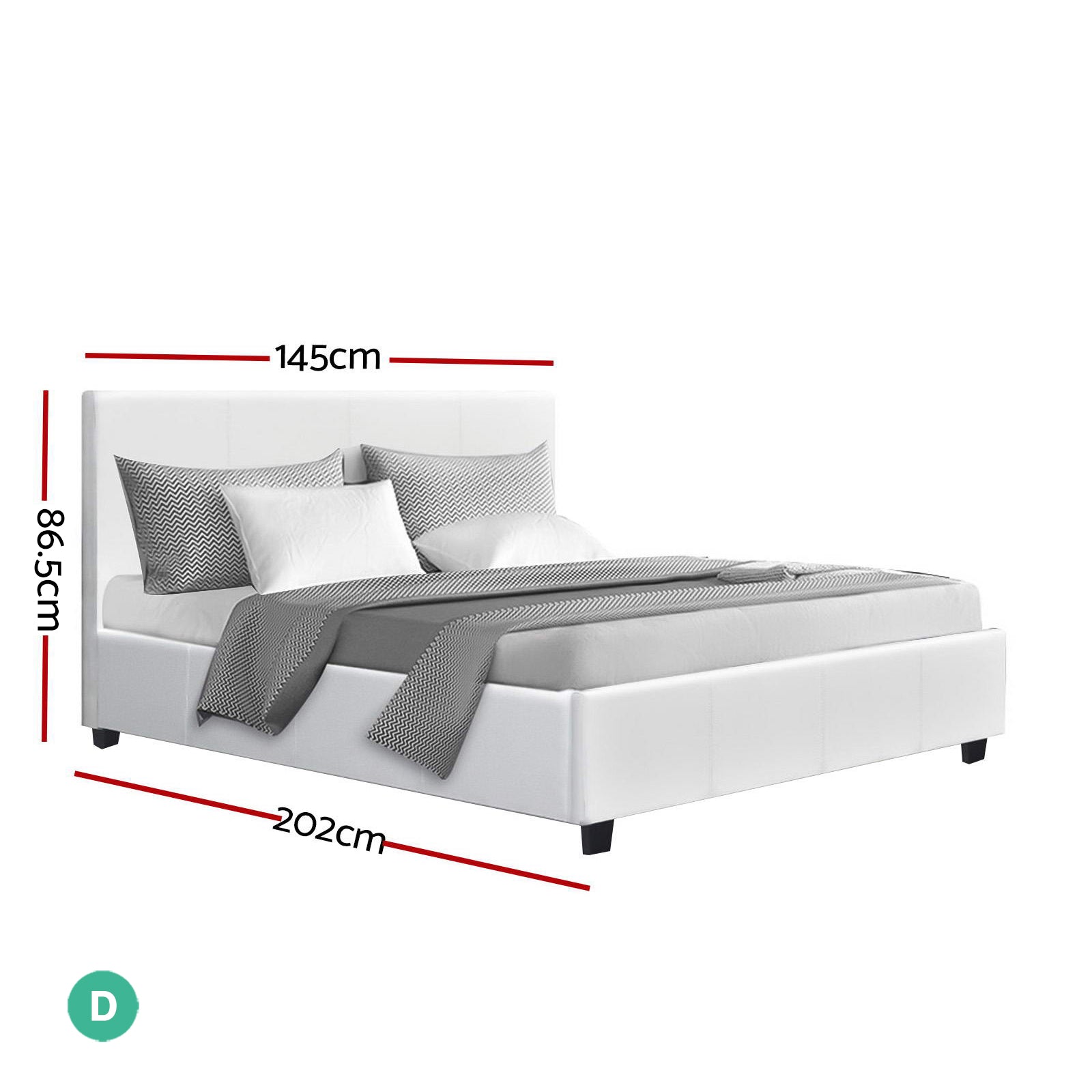 Bed Frame Double Size Base Mattress Platform Leather Wooden White NEO