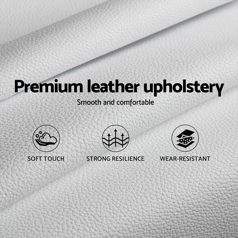 Bed Frame King Single Size PVC Leather White With Wooden Slat Base