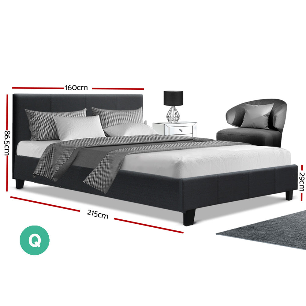 Queen Bed Frame Charcoal Timber Mattress Base