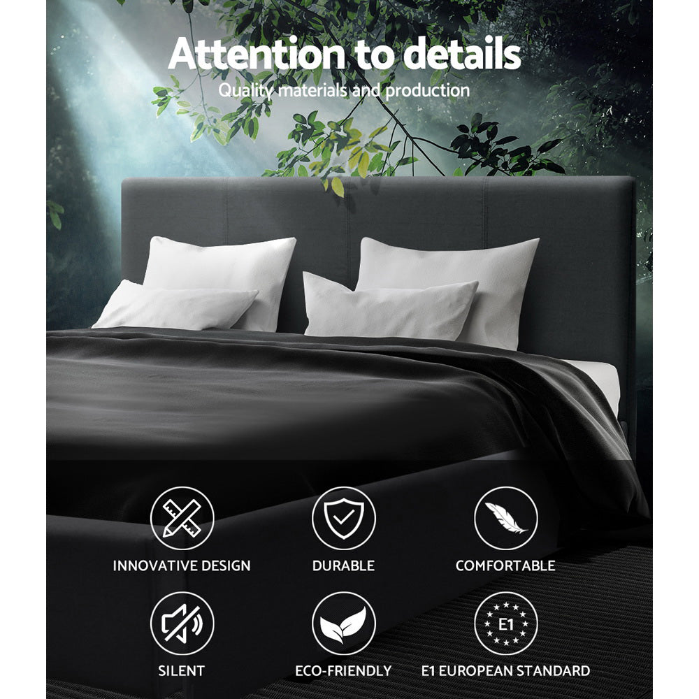 Queen Bed Frame Charcoal Timber Mattress Base