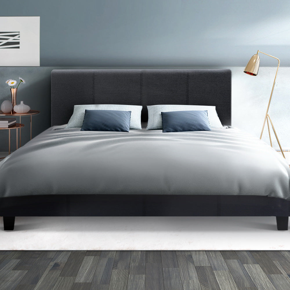 Queen Bed Frame Charcoal Timber Mattress Base