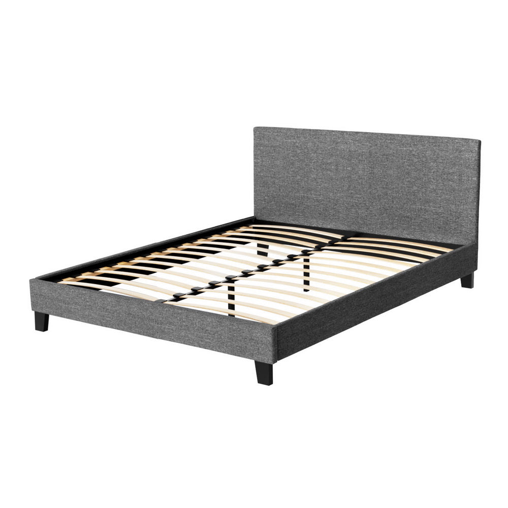 Queen Grey Timber Bed Frame with Mattress Base Sturdy Bedroom Furniture