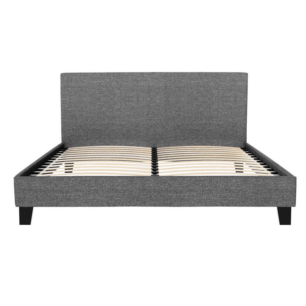 Queen Grey Timber Bed Frame with Mattress Base Sturdy Bedroom Furniture