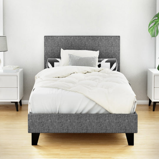 Beds & Bed Frames - Single Bed Frame Grey with Sturdy Wooden Slats and Durable Support