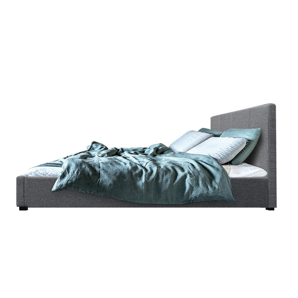 Queen Size Fabric and Wood Bed Frame Headboard - Grey