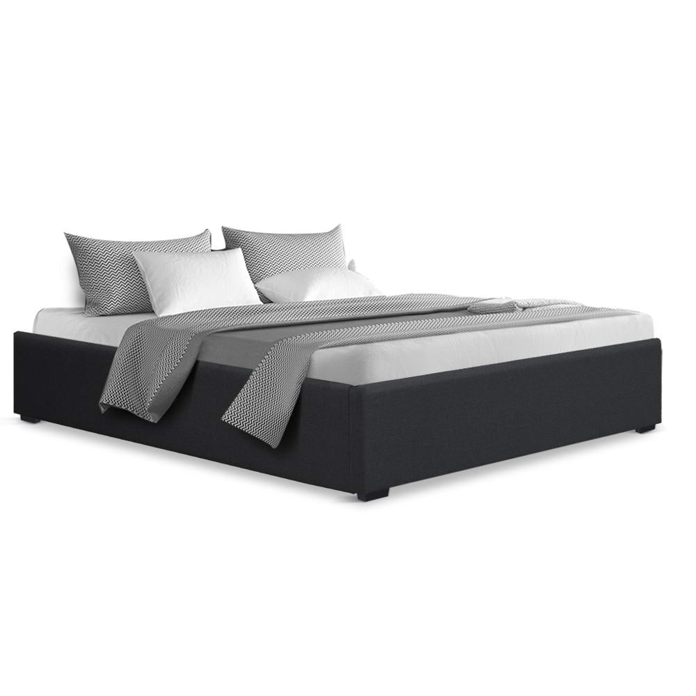 Queen Bed Frame Gas Lift Base Charcoal with Storage