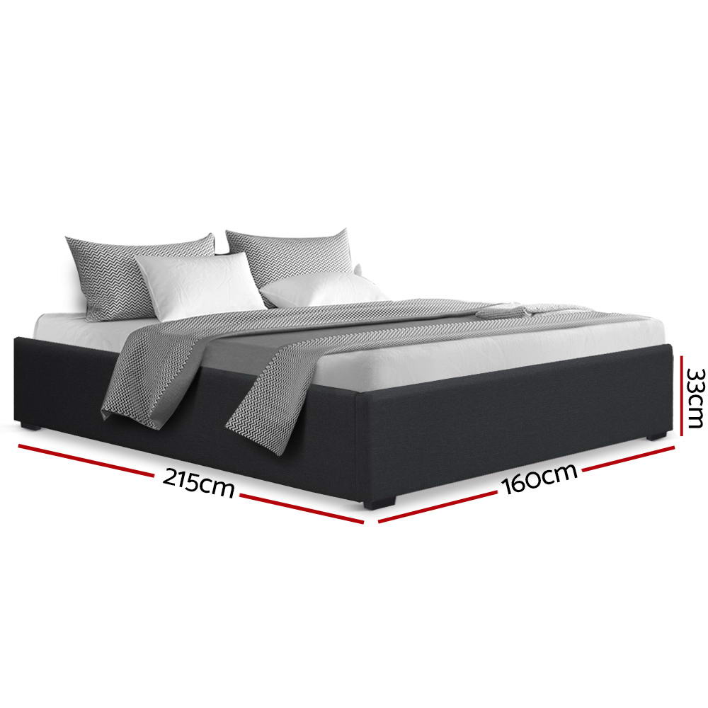 Queen Bed Frame Gas Lift Base Charcoal with Storage