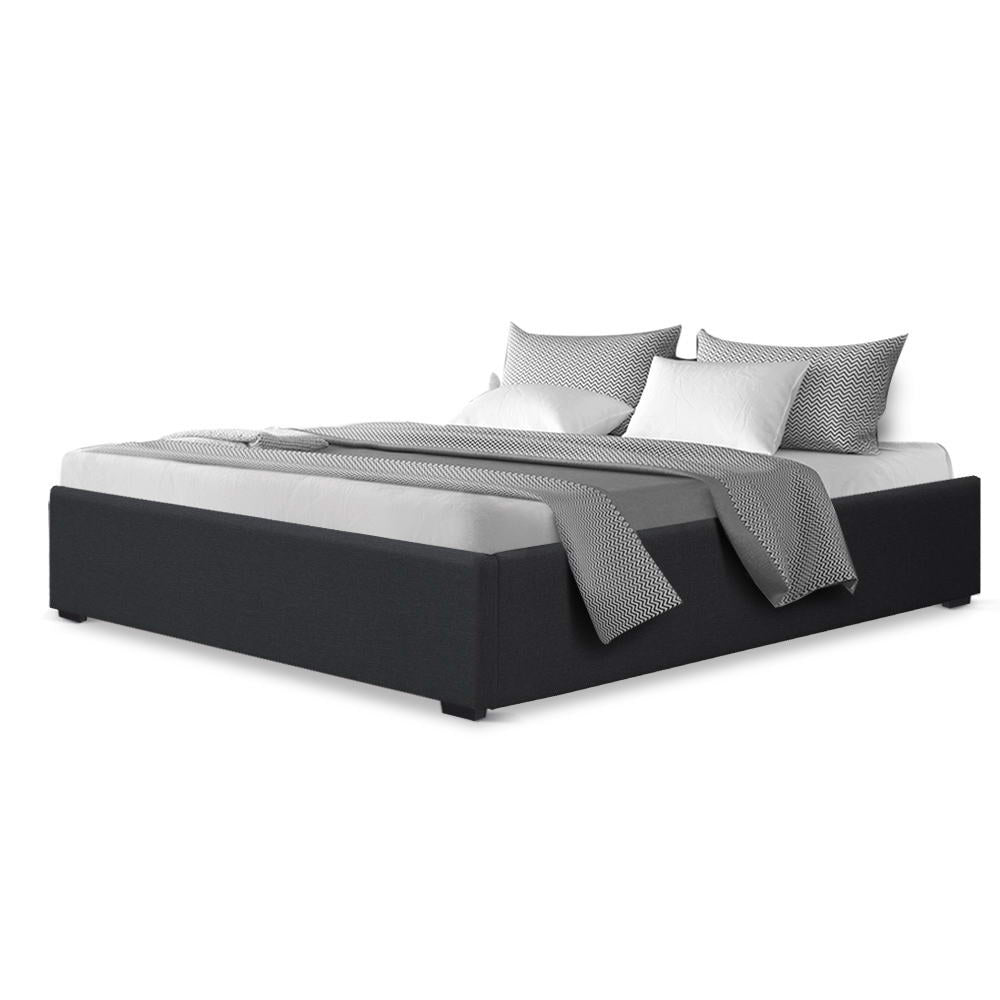 Queen Bed Frame Gas Lift Base Charcoal with Storage