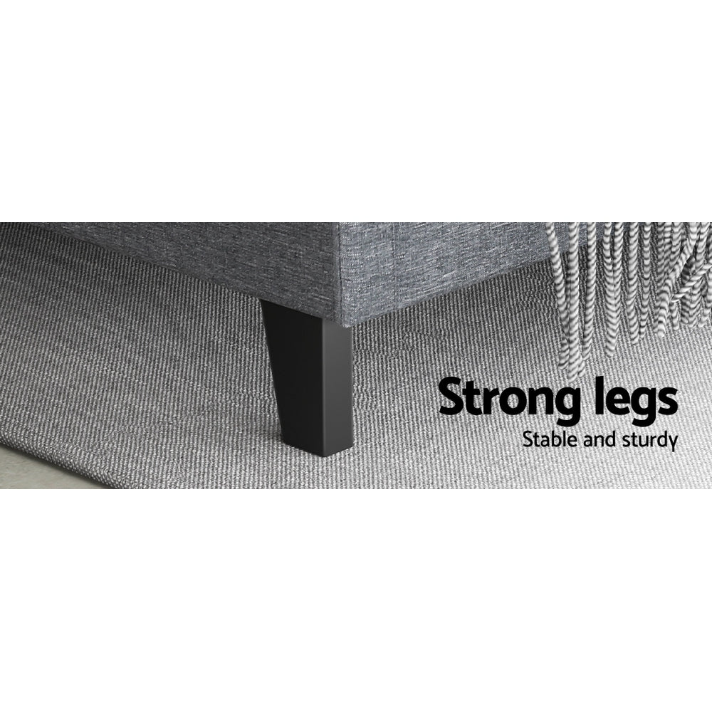 Queen Bed Frame Grey with Sturdy Wooden Slats and Durable Supportive Base