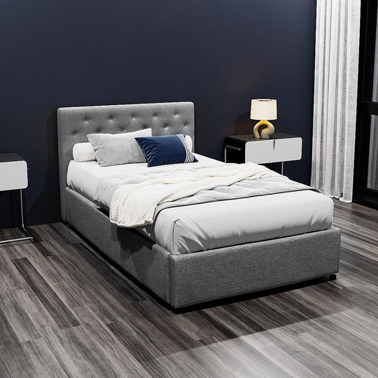 Bed Frame King Single Size Gas Lift Grey Vila - Artiss Base Storage Mattress