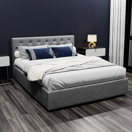 Bed Frame Queen Size Gas Lift Grey Vila - Artiss Base Storage Mattress