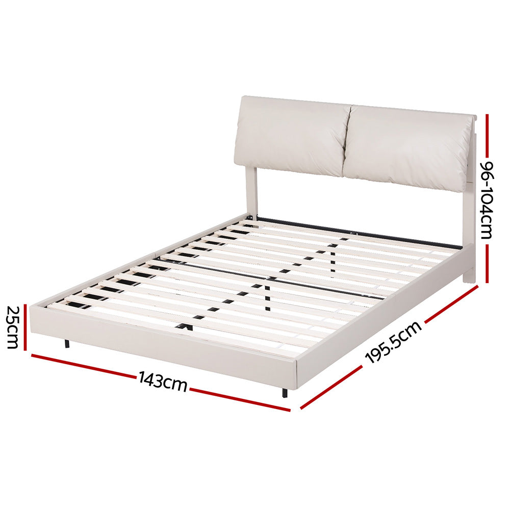 Double Size Bed Frame With RGB LED Floating Platform And Adjustable Headboard