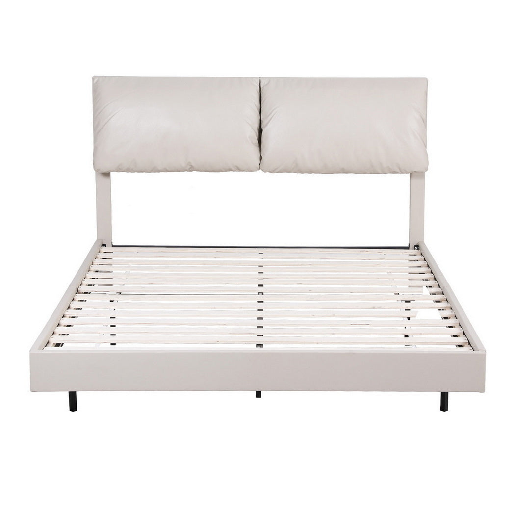 Double Size Bed Frame With RGB LED Floating Platform And Adjustable Headboard