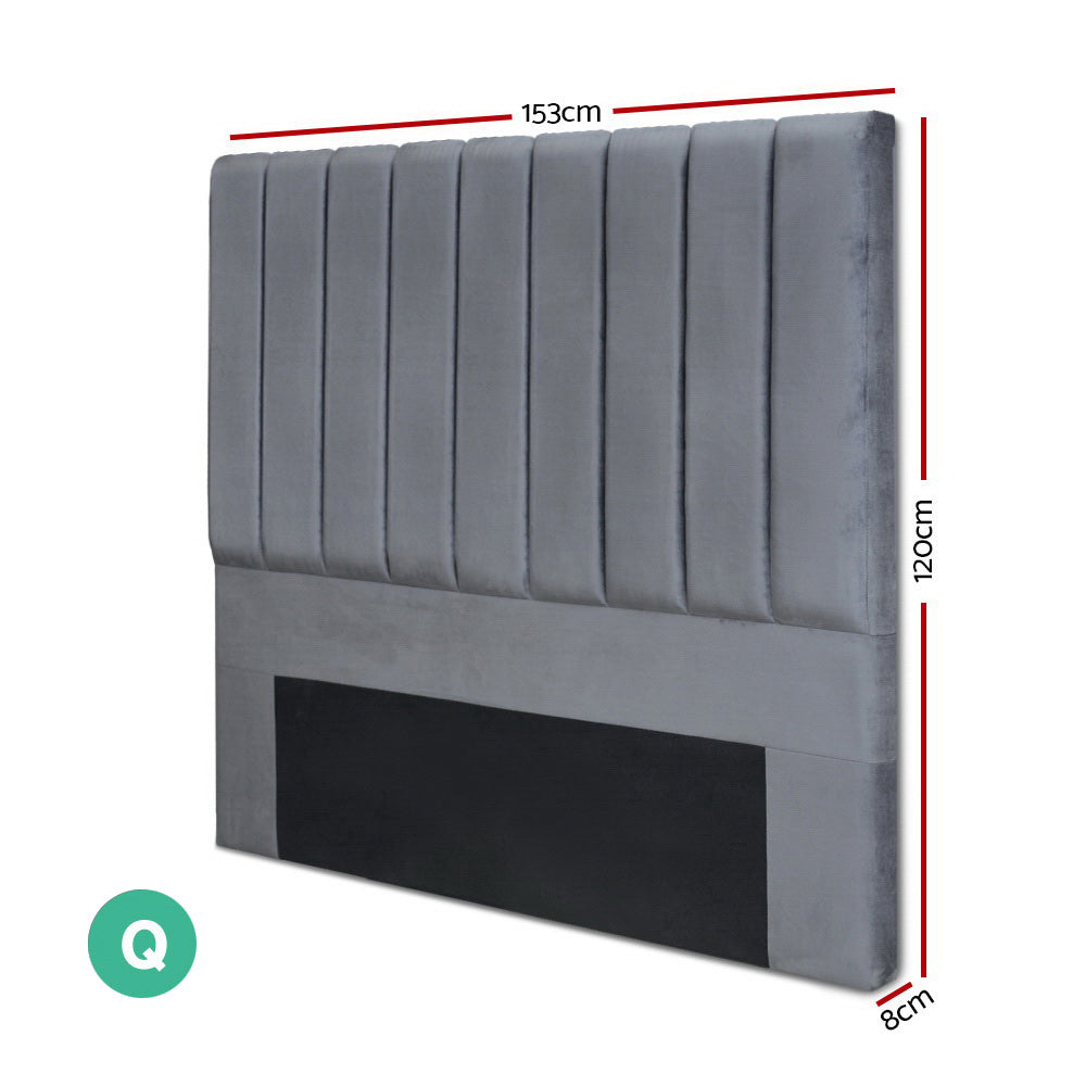 Queen Size Fabric Bed Headboard - Grey