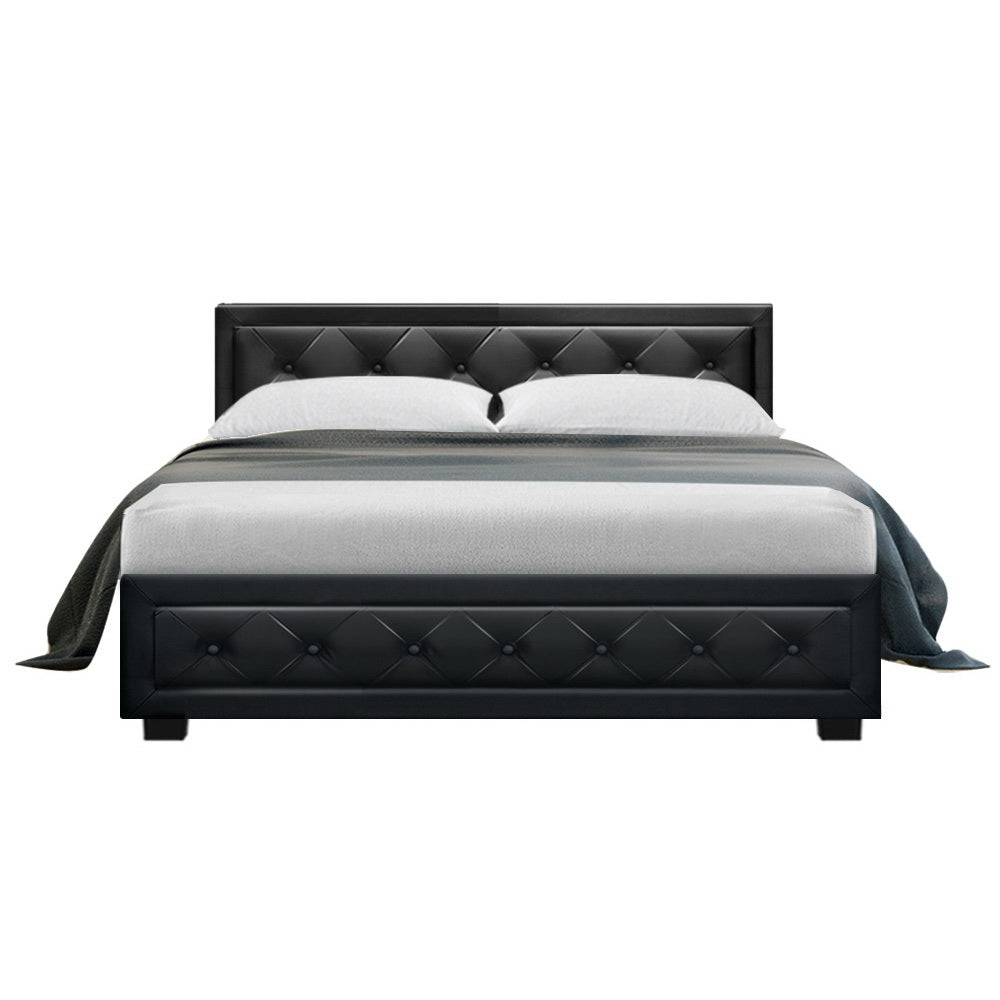 Bed Frame Double Size Gas Lift with Storage and Tufted Headboard