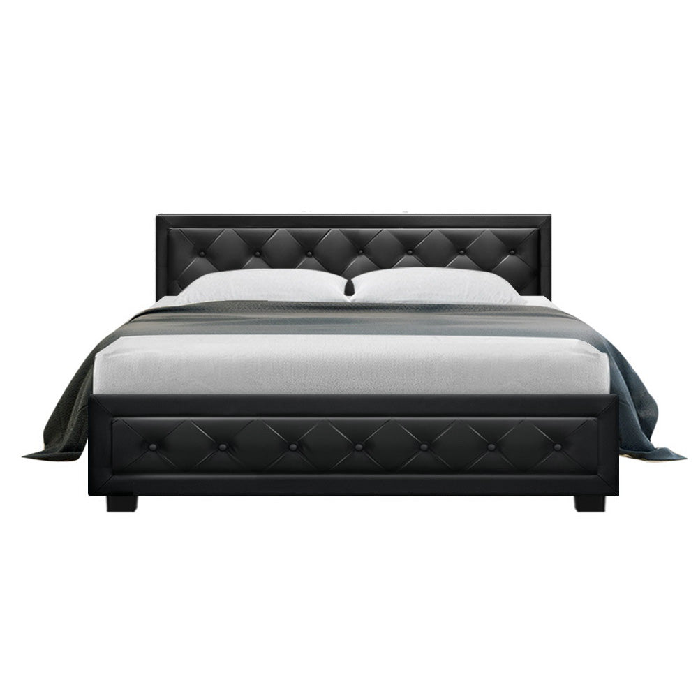 Bed Frame Queen Size Gas Lift Black Tiyo Gas Lift Storage Fabric