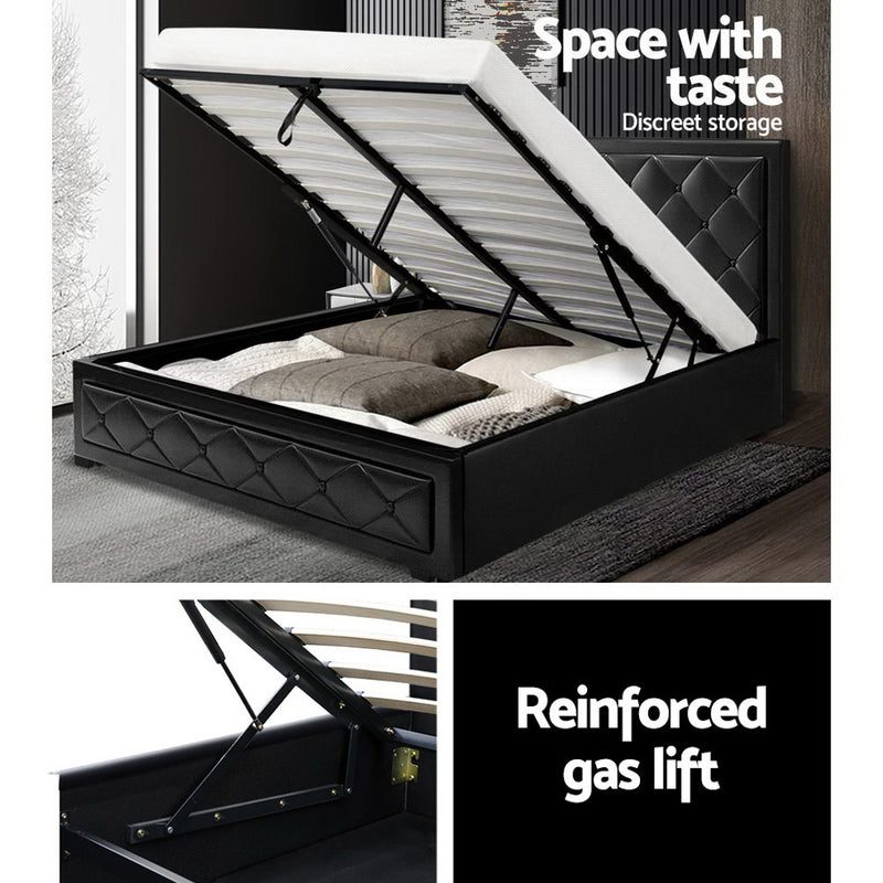 Bed Frame Queen Size Gas Lift Black Tiyo - Beds & Bed Frames