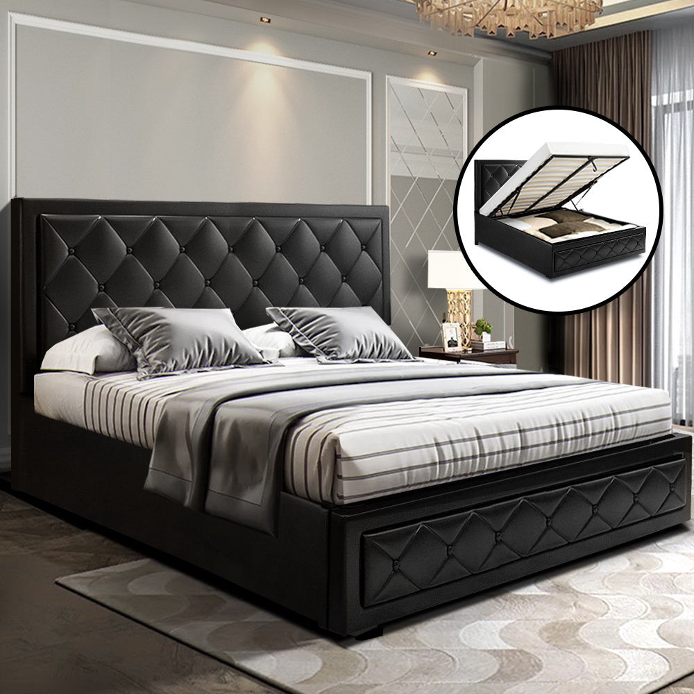 Black Tiyo gas lift queen bed