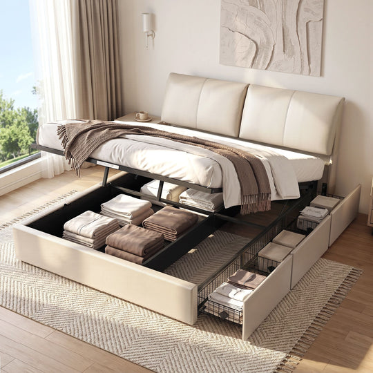 King Bed Frame Gas Lift Storage Drawers - Beds & Bed Frames