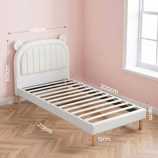 Kids King Single Bed Bear Ears Headboard - Beds & Bed Frames