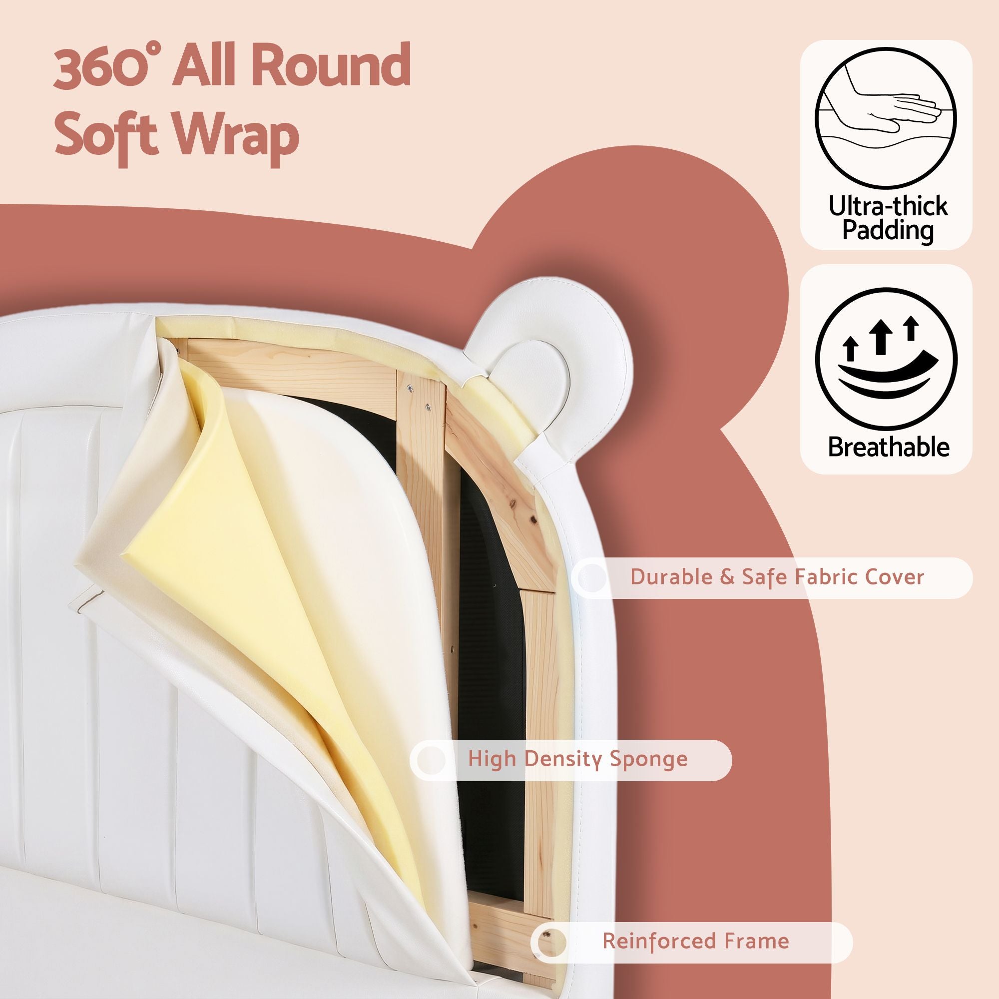 Kids King Single Bed Bear Ears Headboard | Simpledeals