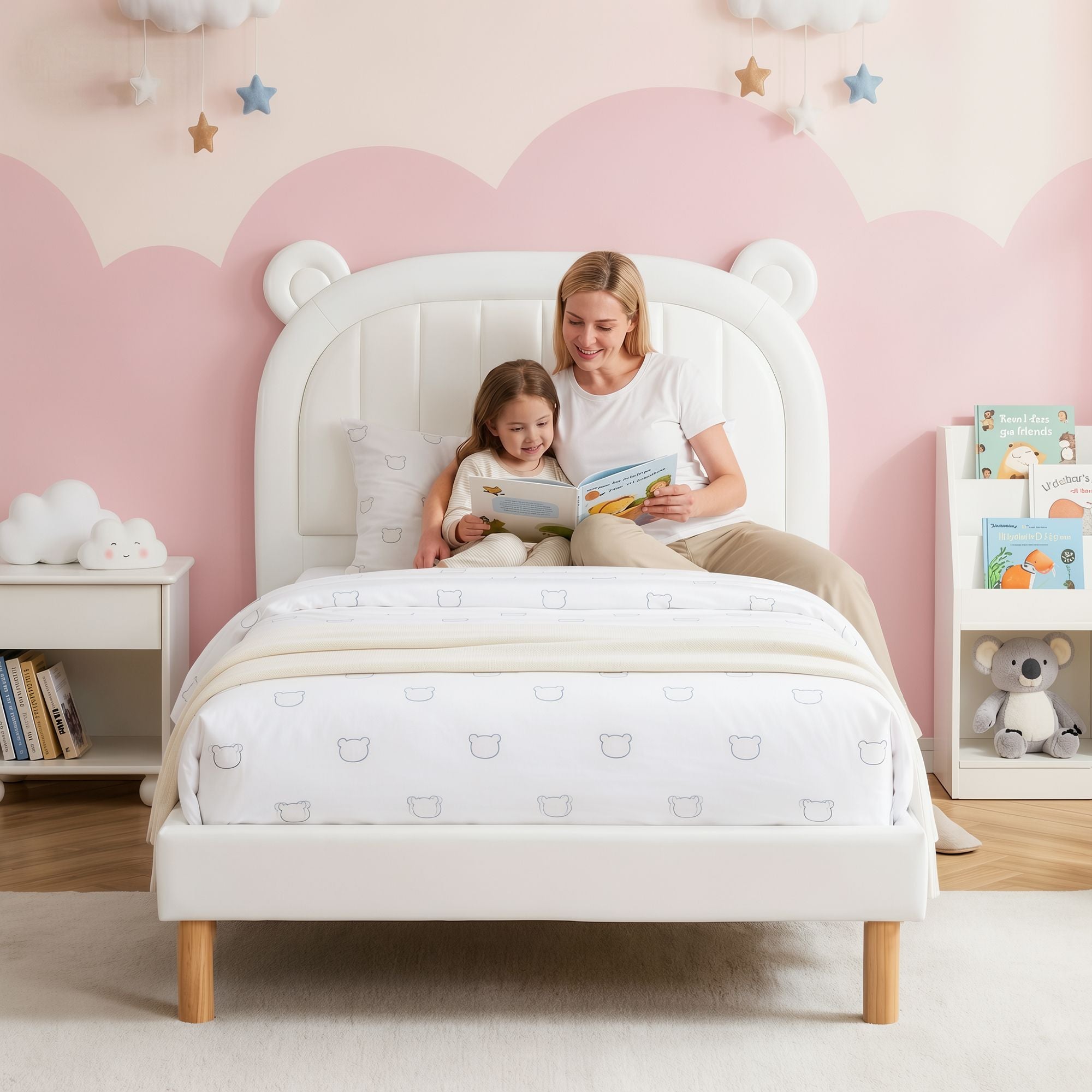 Kids King Single Bed Bear Ears Headboard | Simpledeals