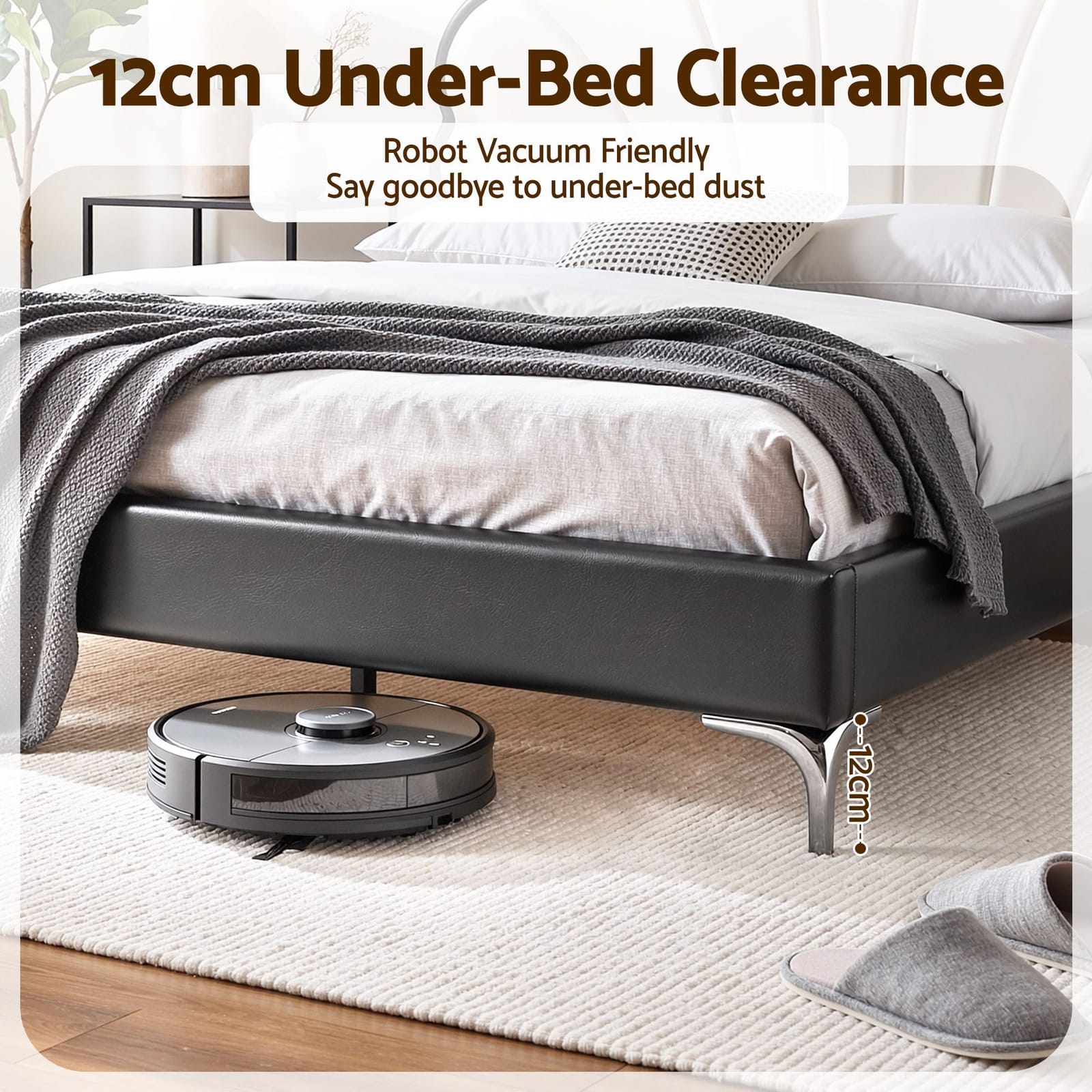Double Bed Frame Adjustable Headboard 201x144cm