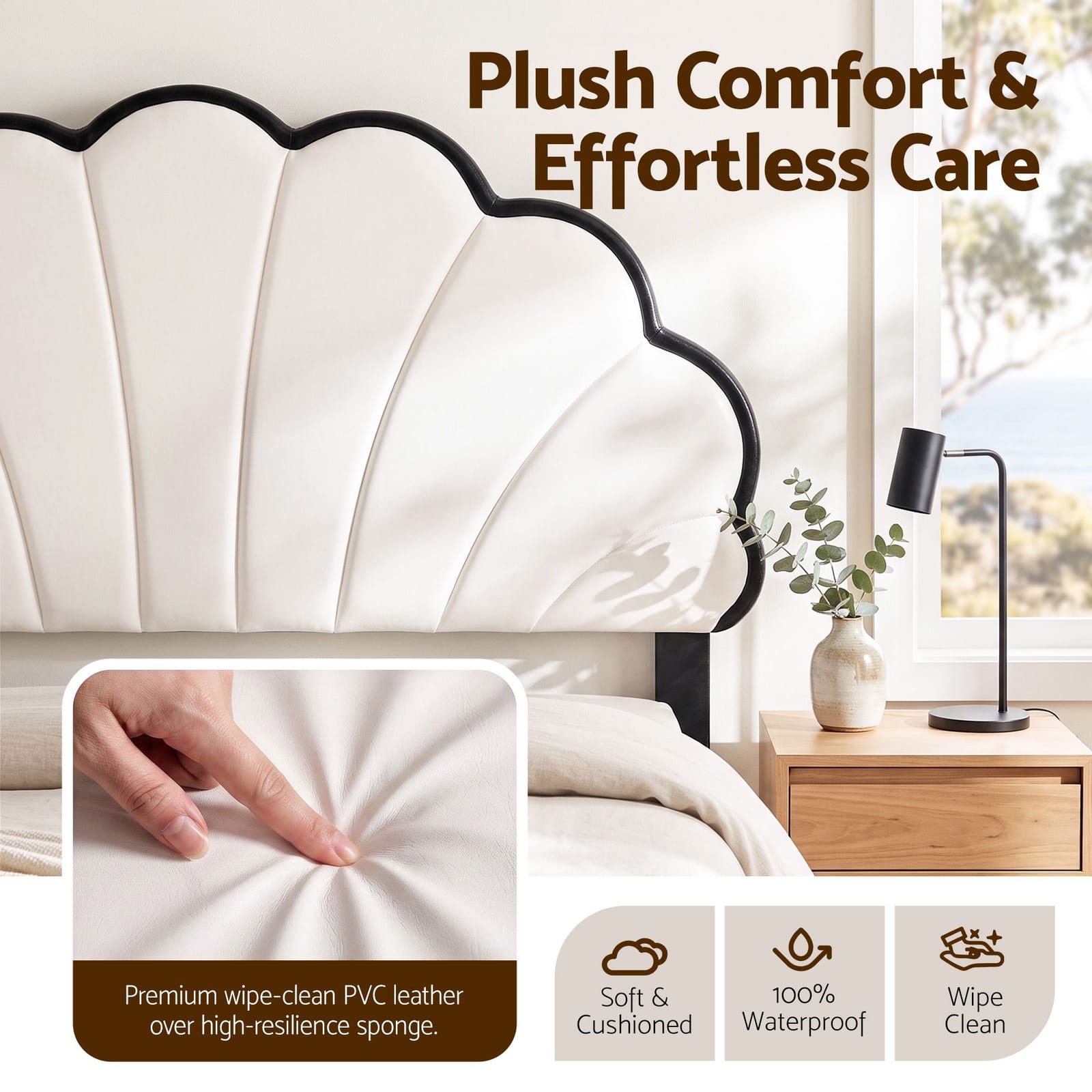Double Bed Frame Adjustable Headboard 201x144cm