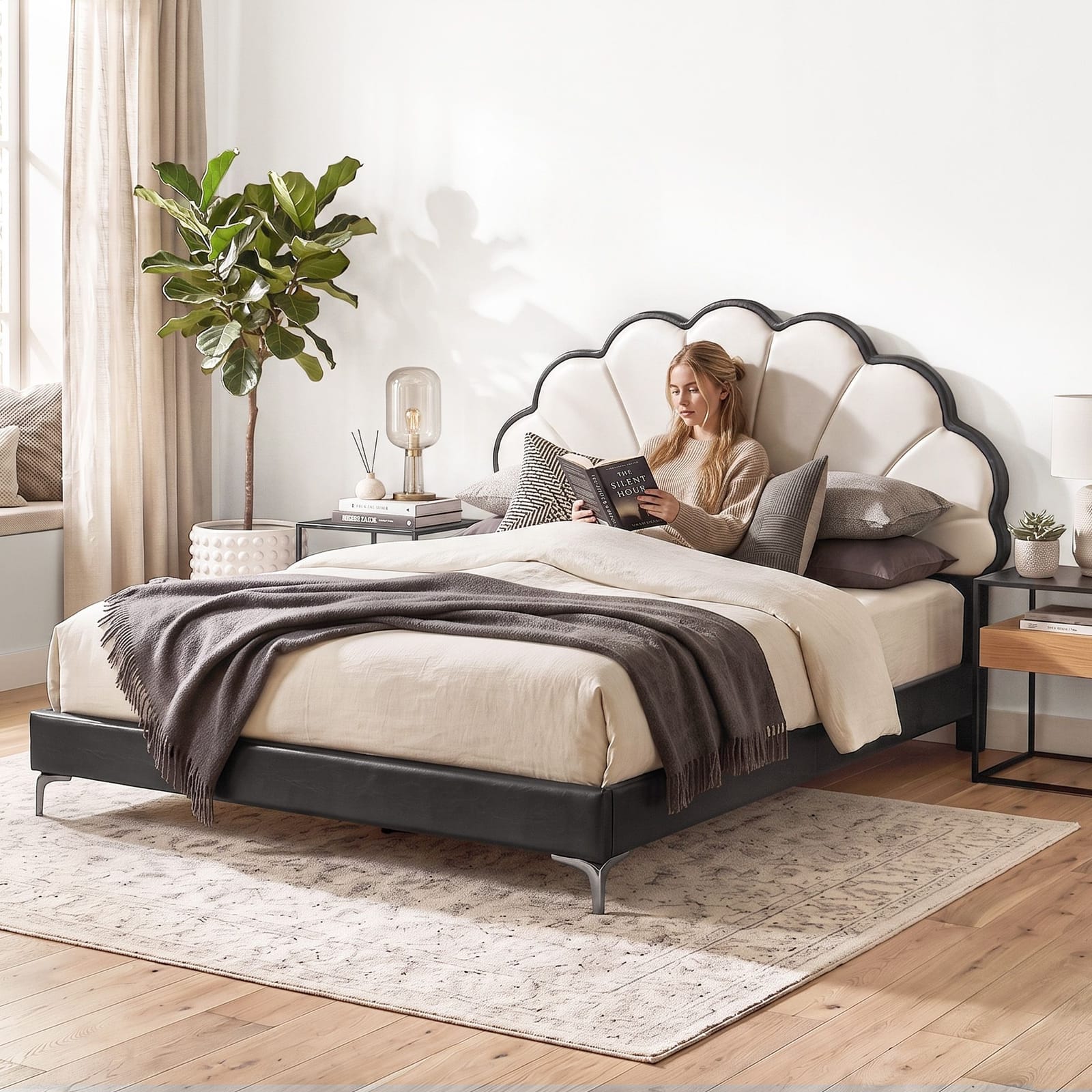 Queen Bed Frame Adjustable Headboard 215x160cm