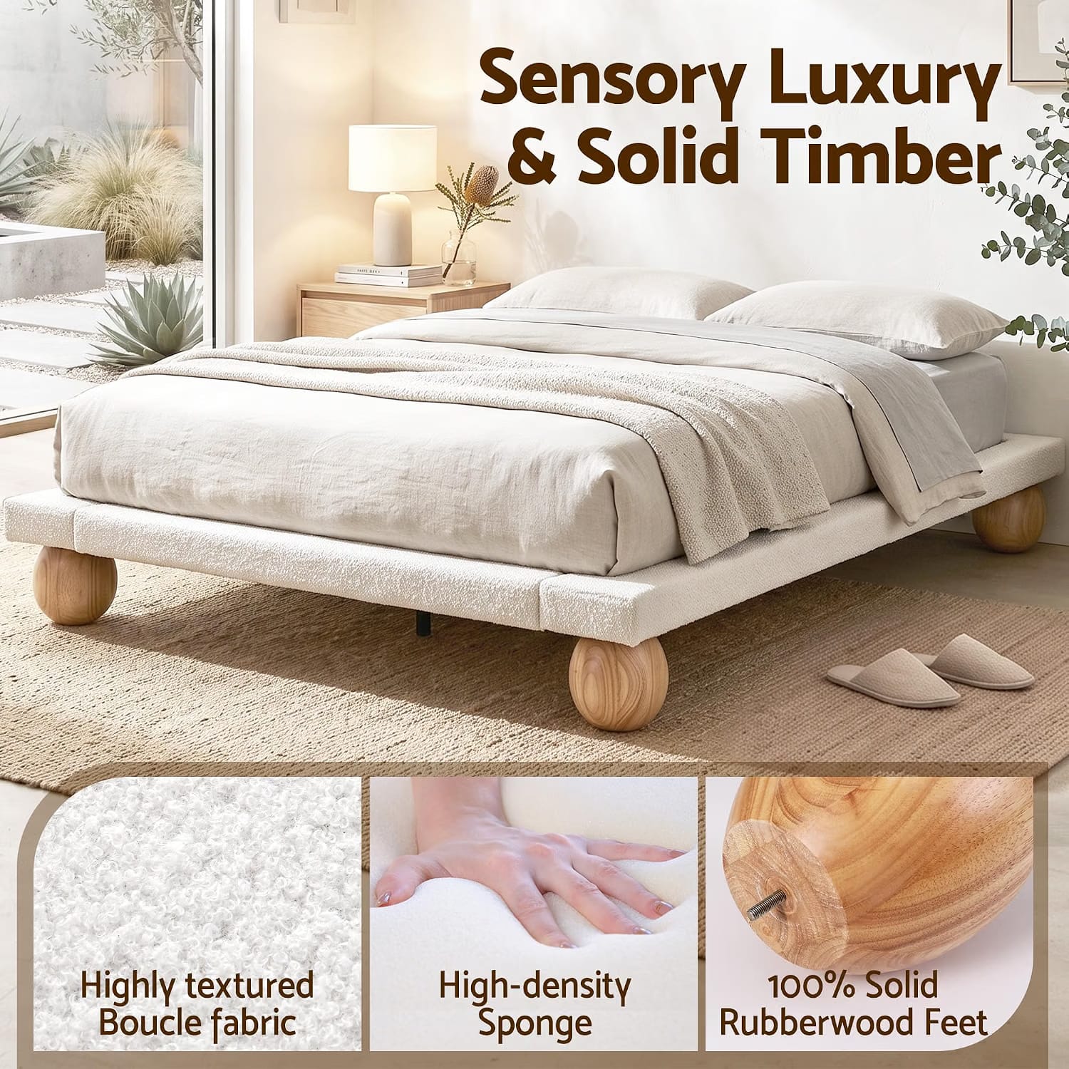 Queen Bed Frame And Storage Set 205x156cm