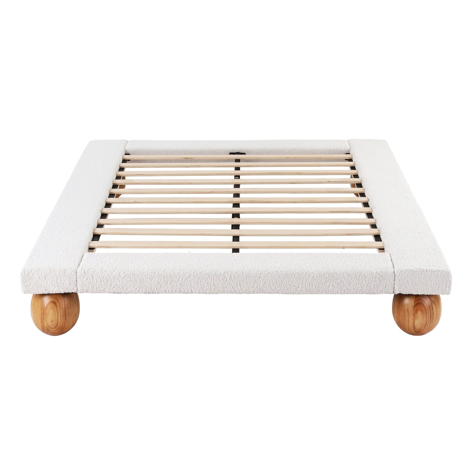 Queen Bed Frame Boucle Upholstery 205x156x29cm