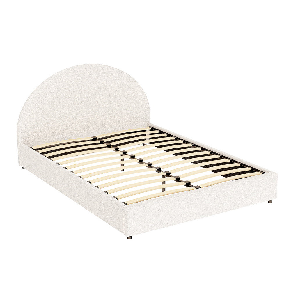 Beds & Bed Frames - Double Size Gas Lift Bed Frame With Storage Platform Boucle Fabric