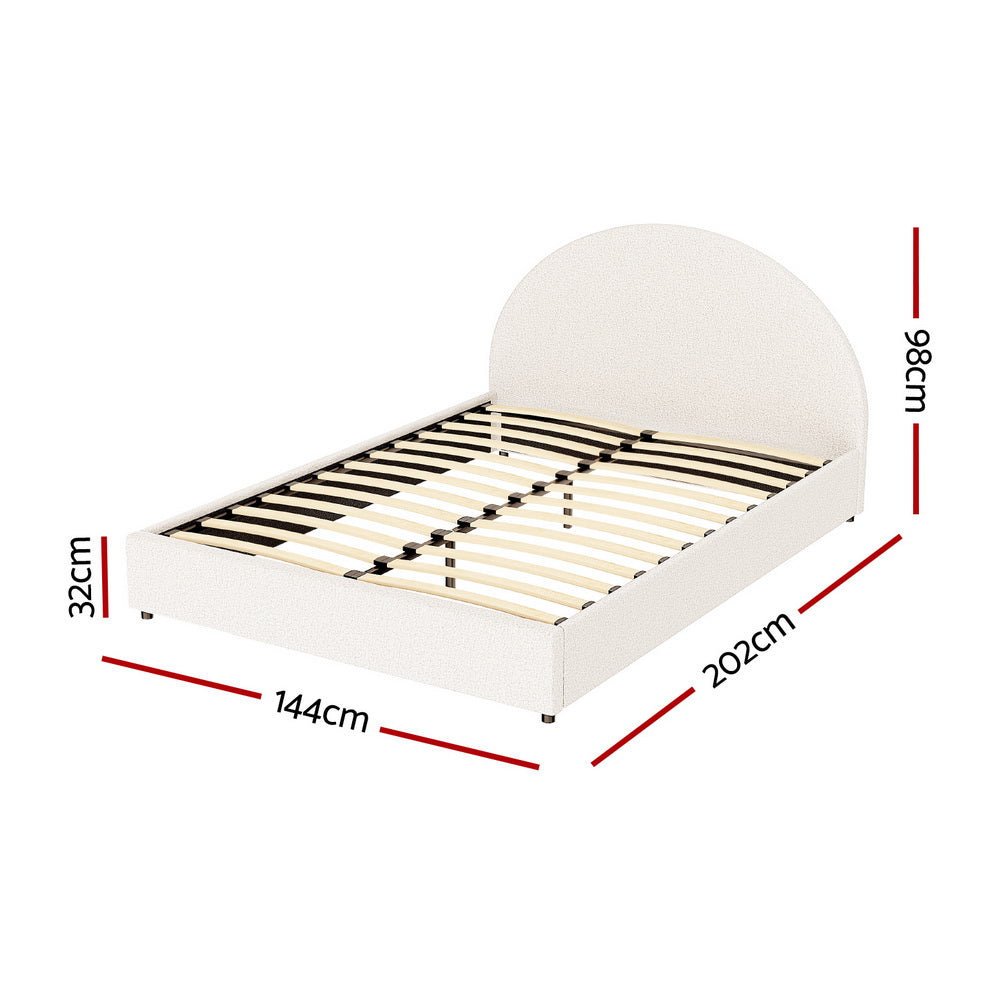 Double Size Gas Lift Bed Frame With Storage Platform Boucle Fabric | Double