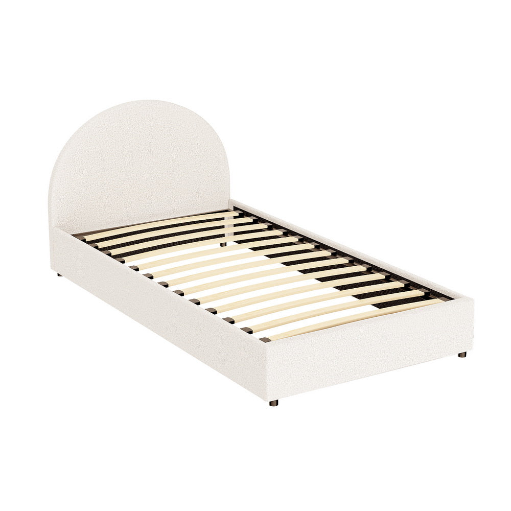 Beds & Bed Frames - King Single Gas Lift Bed Frame With Storage Platform Boucle Fabric