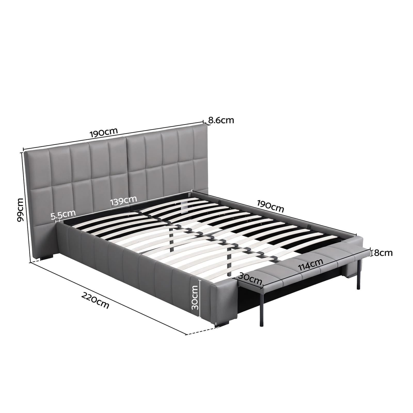 Double Bed Frame Gas Lift 13x2cm