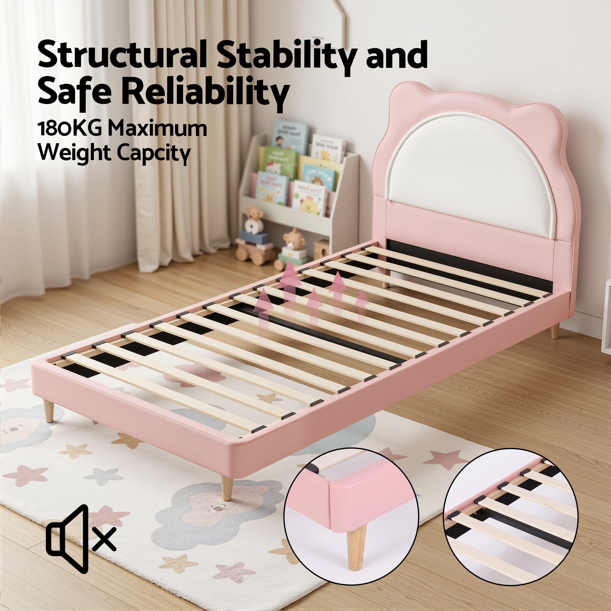 King Single Kids Bed Frame Pink Cat | Simpledeals