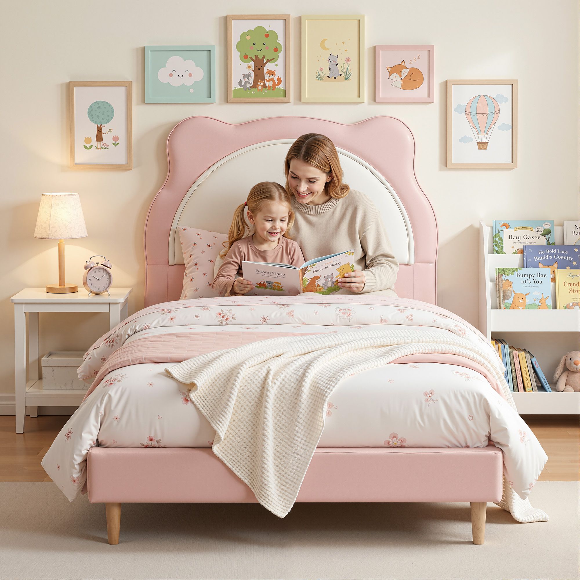 King Single Kids Bed Frame Pink Cat | Simpledeals