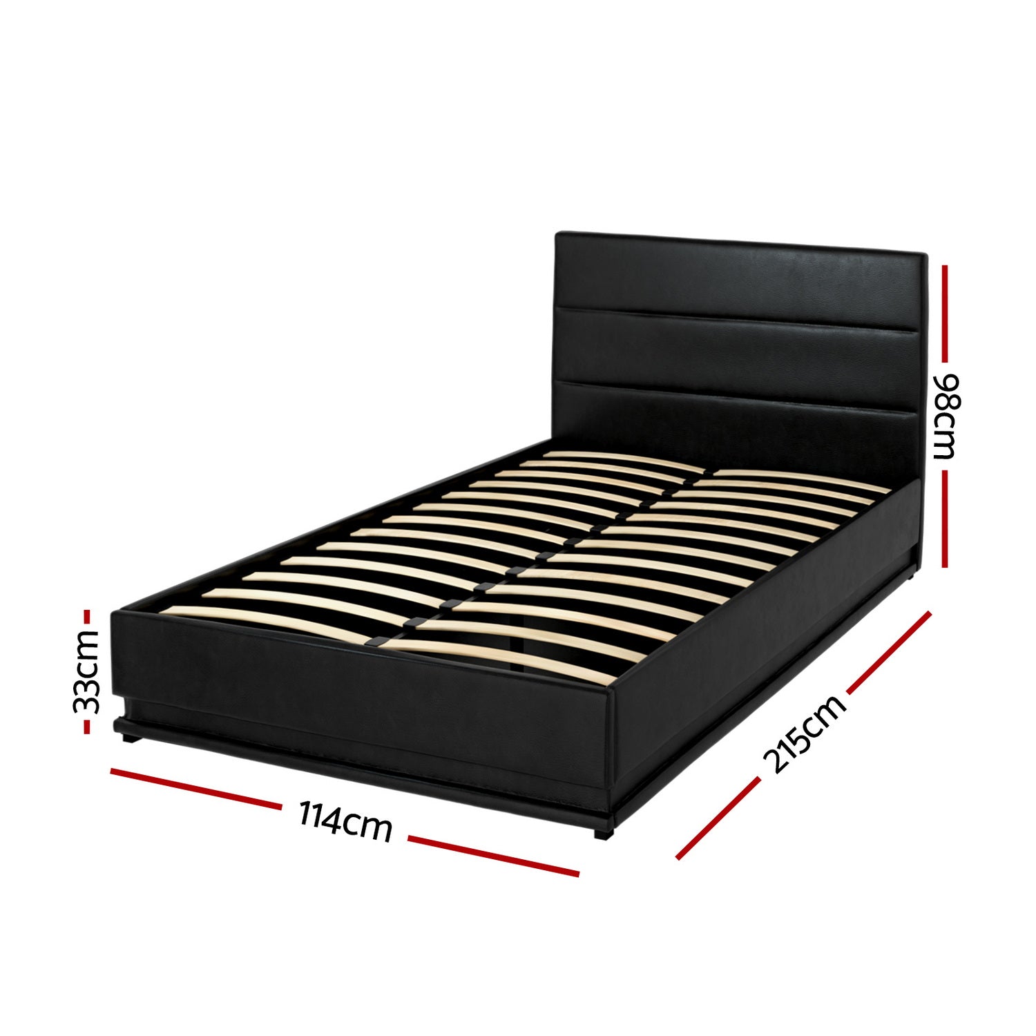 Bed Frame King Single Size Led Gas Lift Black Lumi Gas Lift
