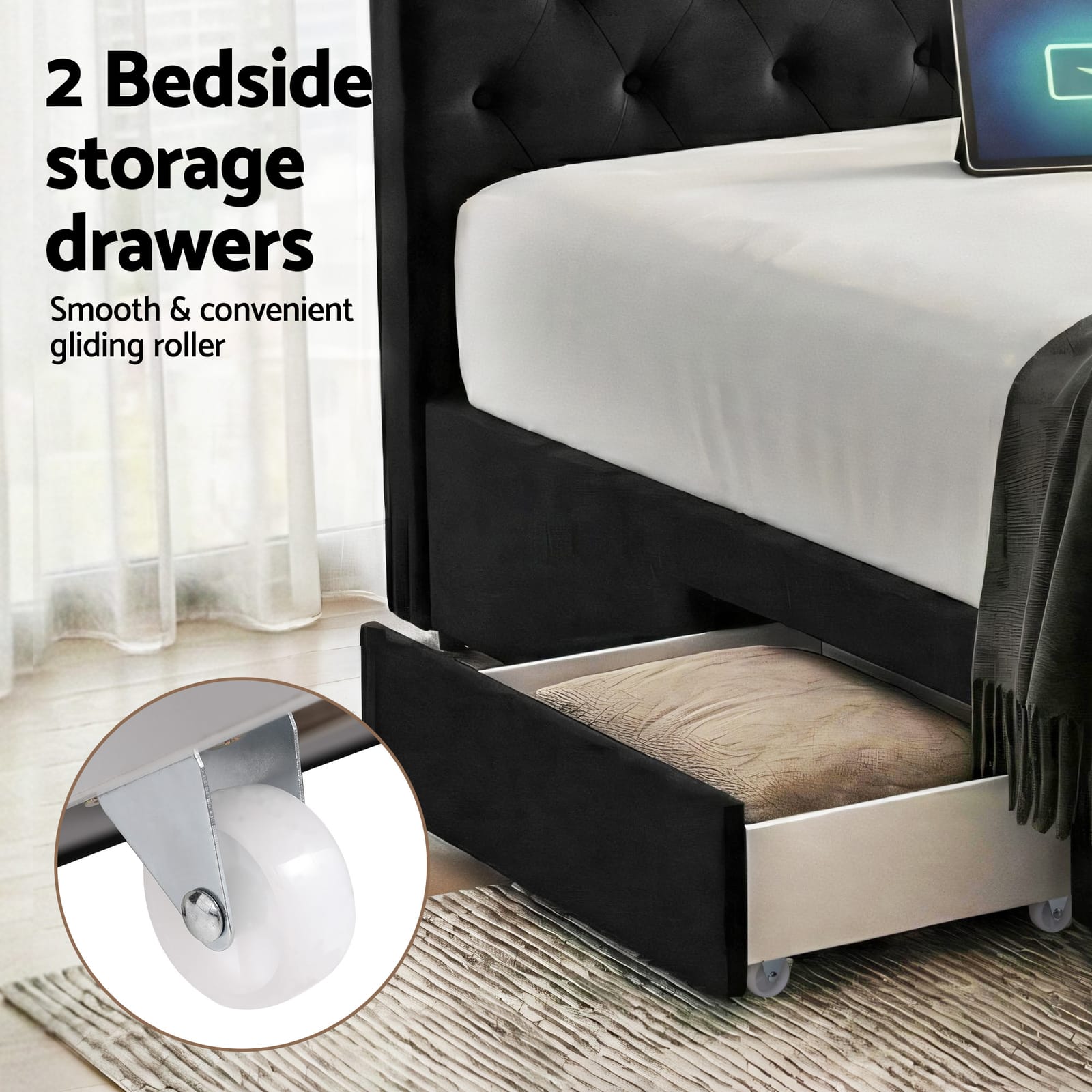 Queen Bed Frame Storage 2x3cm