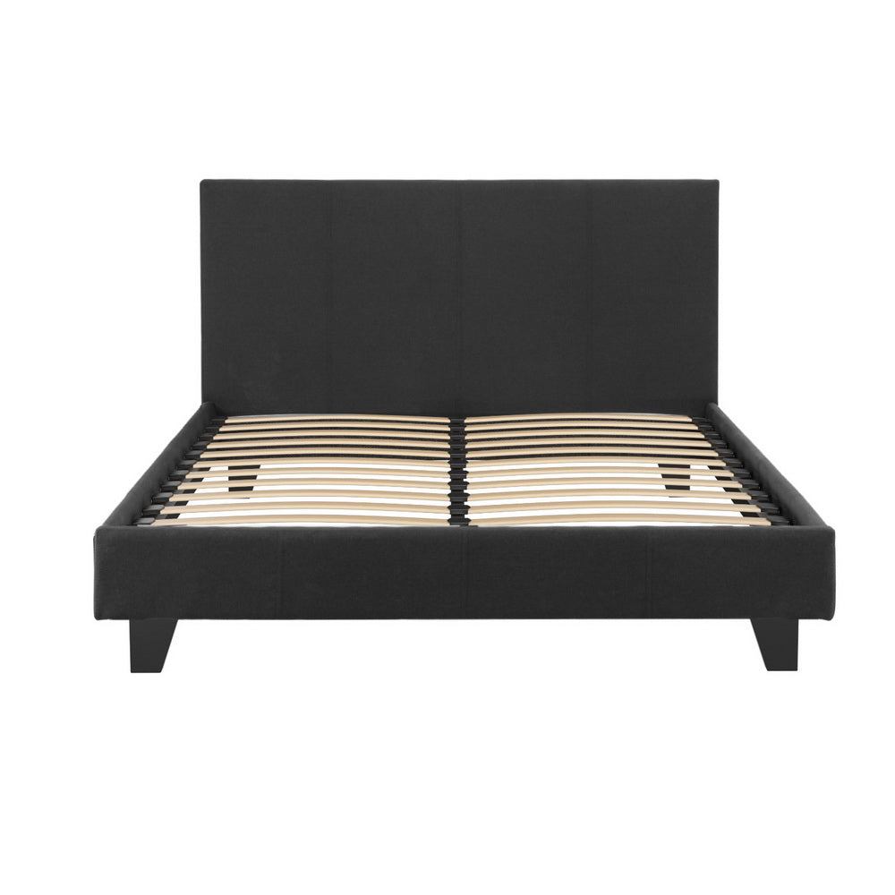 Double Size Bed Frame Charcoal Neo Modern Platform Design
