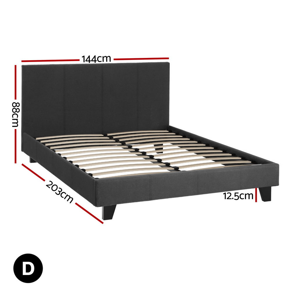 Double Size Bed Frame Charcoal Neo Modern Platform Design